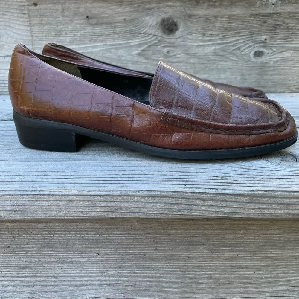 Falchi by Carlos Falchi “Lana” brown leather loafers 8.5
